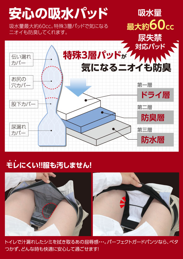 安心の吸水パッド